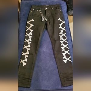 Amiri jeans size 31 leather bones black